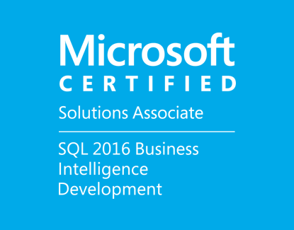 MCSA | SQL Server 2016 Business Intelligence Development certification logo